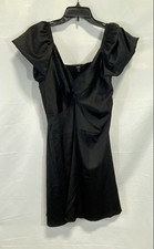 Express Women's Black Puff Sleeve Twist Front Smocked Back Dress Sz L NWT