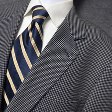 Vintage Holland Sherry Sport Coat 44L Savile London Blue Wool Check Plaid Blazer