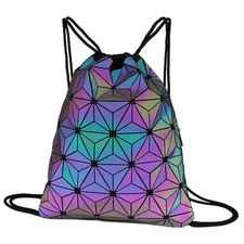 Gym Drawstring Bag Sports Backpack Luminous Reflective Beach Jute Gymsack Juga