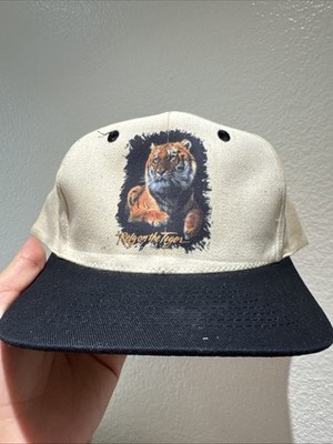 Vintage Cream/black Exxon Rely On The Tiger W/ Tiger Graphic Snap Back Hat New