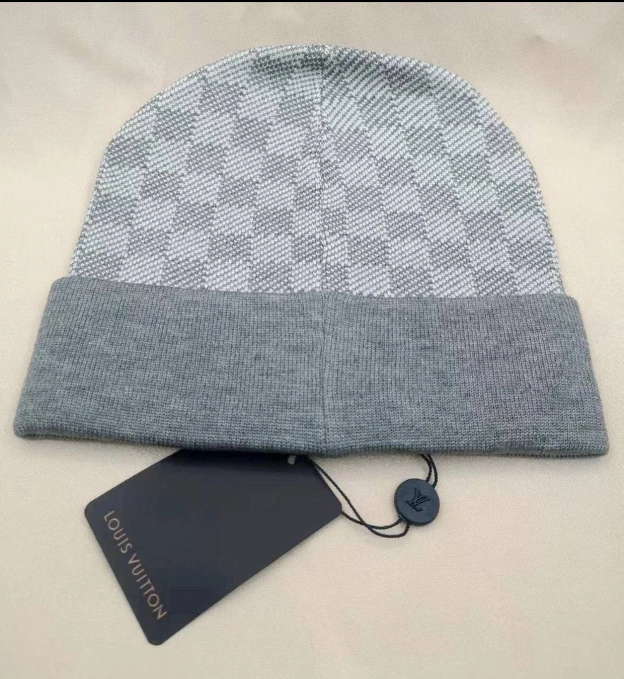 NEW Grey Louis Vuitton Unisex Knit Beanie Hat Silk/Wool Blend - Image 2 of 2