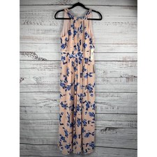Eliza J Dress Women's 8 Pink Blue Floral Maxi Sleeveless Chiffon Formal NWT