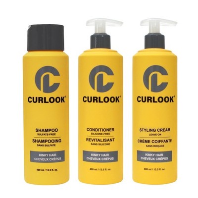 Kinky-Coily Hair Package | Shampoo, Conditioner & Leave-In Styling Cream Set ...