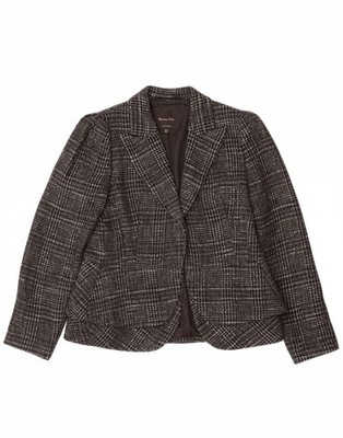 MASSIMO DUTTI Womens Blazer Jacket EU 42 Large Grey Check Cotton AP05