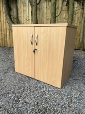 Modern Wooden Beech Effect 2 Door Lockable Office Garage Storage Cupboard 