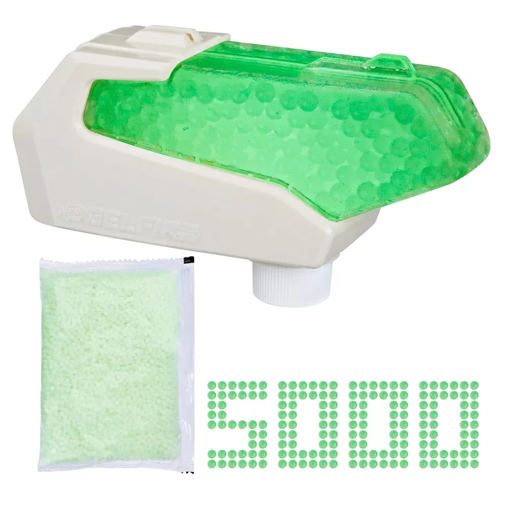 Nerf Pro Gelfire Nightfall Hopper & 5000 Glow in The Dark Dehydrated Rounds P...