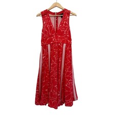 Marc by Marc Jacobs Floral A-Line Dress Womens Sz 6 Red Cottagecore Fairy Event 