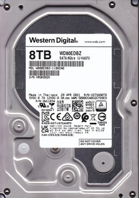 WD80EDBZ-11B0ZA0 s/n: VRGK ''V19A03'' APR 2021 8TB SATA 3.5'' WESTERN DIGITAL