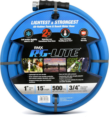 AG-LITE BSALONE15 1'' X 15' Hot/Cold Water Rubber Garden Hose, 100% Rubber, Ultra