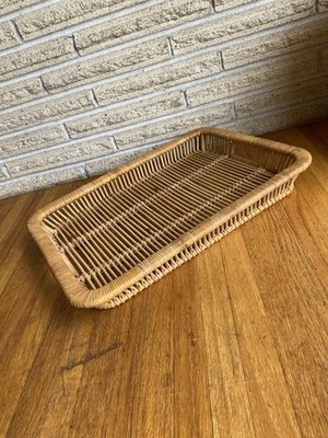 MCM Danish Rattan Serving Tray 19 x 13  By Artek Finland 1960 s Scandinavian