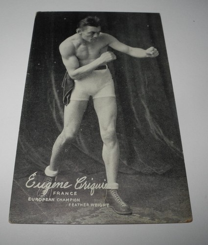 1923 Boxing Advertising Ephemera Exhibit Card Photo Postcard Eugene Criqui
