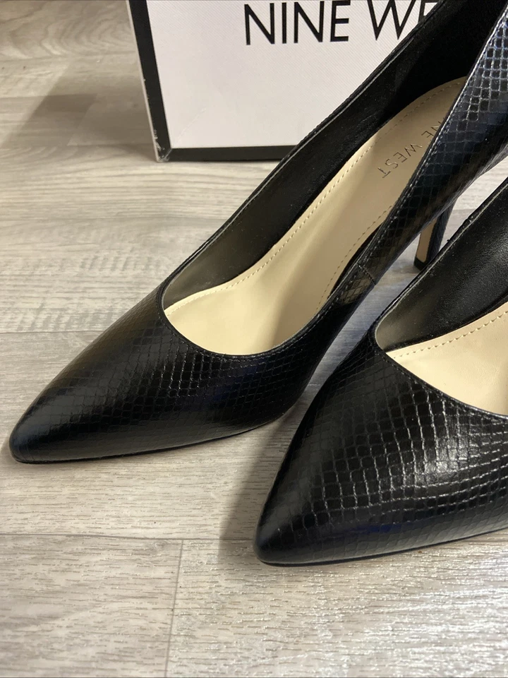 NINE WEST Flagship 75 Ladies Black Snake Print Court Heels Boxed UK 5 / US 7 - Image 3 of 4