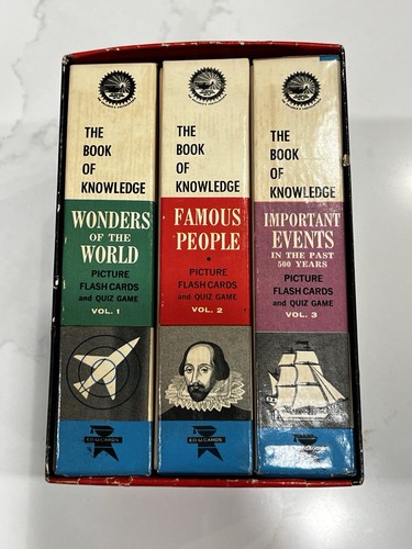 Vintage Box Set Of The Book Of Knowledge Picture Flash Cards And Quiz Games 1960