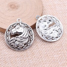 2 o 5PCS Antique Silver Filigree Farm, Horse Head Charm 30X34mm GGS295-16191