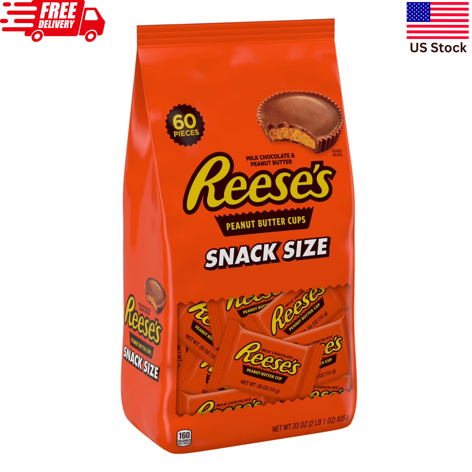 Reese's Peanut Butter Cups Snack Size Candy - 33 oz Bulk Bag