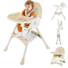 Silla de Comer para Bebe 6 en 1 Plegable con Altura Ajustable y Arnes 5 Puntos