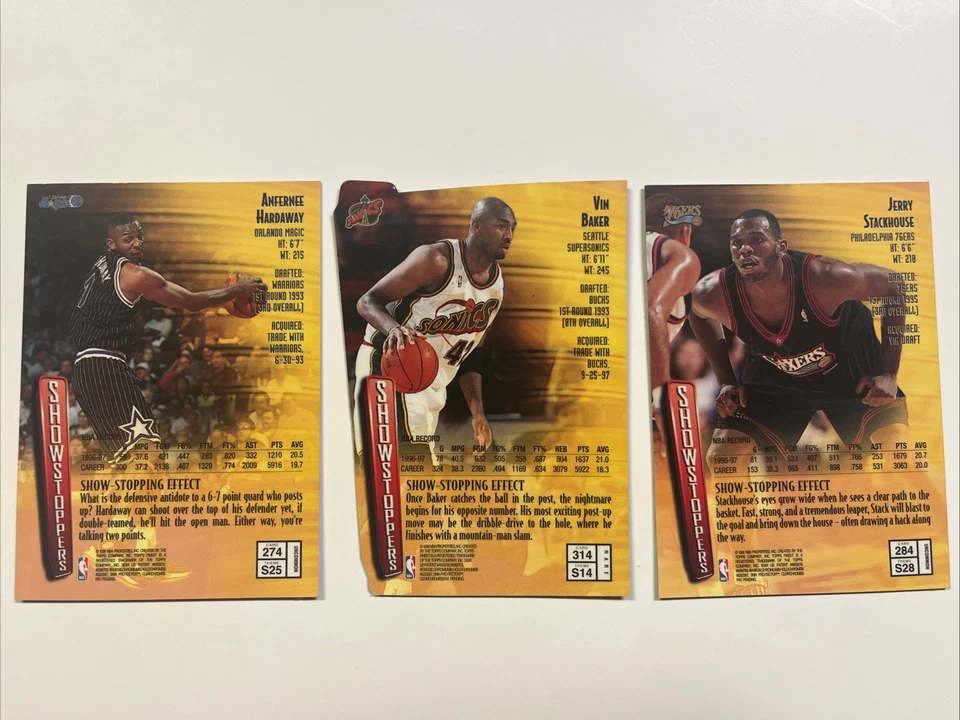 Topps Finest - Anfernee Hardaway, Jerry Stackhouse, Vin Baker Refractor Lot” - Image 2 of 2