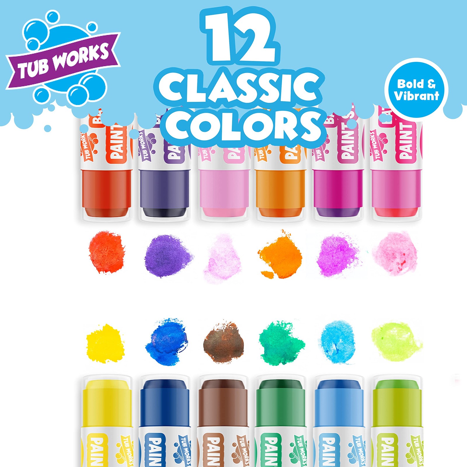 ® Bath Paint Sticks™ Bath Toy, 12 Count | Nontoxic, Washable Bathtub Paint fo...