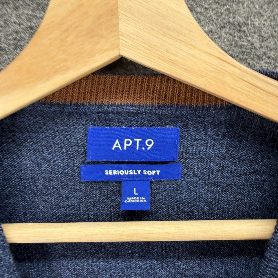 Apt. 9 Sweater Pullover Men L Large Gray Striped Knit Wool Long Sleeve Regular - Image 3 of 4