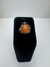 Vtg Sterling Silver Amber Ring Handmade Natur...