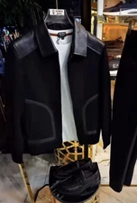 Black Bomber Leather Jacket for Men Pure Suede Size XS S M L XXL 3XL