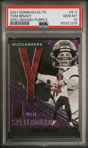 2021 Panini Donruss Elite Spellbound #S-Y Tom Brady Spellbound Purple PSA 10
