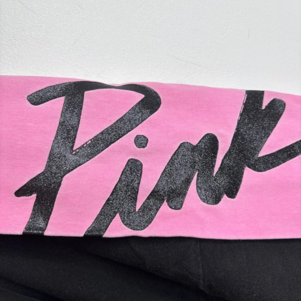 PINK Victorias Secret Vintage Y2K Foldover Crop Leggings L Sparkle Bling Glitter - Image 2 of 4