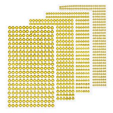 1792 Pcs 4 Sheets Light Yellow Rhinestone Stickers 3/4/5/6 mm Self Adhesive Gems