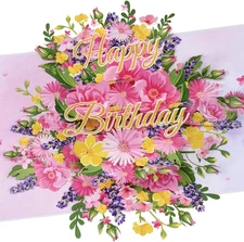 3D Pop Up Birthday Cards for Women, Beautiful Flowers Happy Birthday...