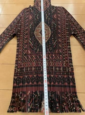 PLEATS PLEASE ISSEY MIYAKE Bottleneck Long Sleeve Fringe Top Kilim Used Size 3