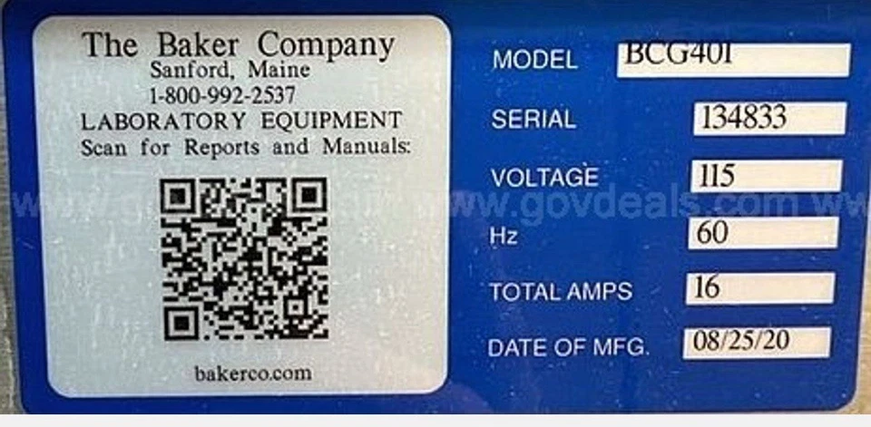 2020 Baker BCG 401 BioChemGARD Biological Safety Cabinet + Manual Damper 4’ Hood - Image 4 of 4