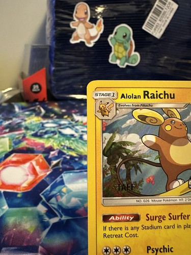 2017 Pokemon Alolan Raichu Crimson invasion Prerelease Staff Promo SM72 Holo - Picture 4 of 11