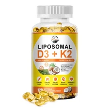 Premium Liposome D3K2 Complex No Fillers | Vit D and K Supplement - 120 Pills