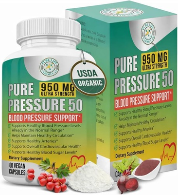#ad #ad PURE PRESSURE 50 – 950mg Ultra Strength Blood Pressure Support 60 Vegan Capsules $14.95