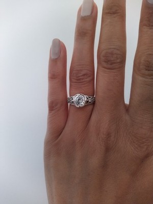 Tacori IV Diamonique QVC Sterlingsilber 925 Halbmond Spitze Blütenschliff Ring Gr. K 5
