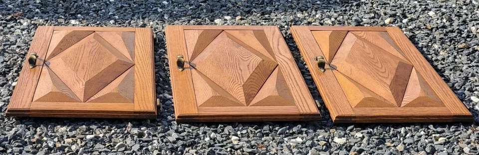 Puertas de gabinete vintage MCM diamante roble macizo herrajes Amerock 29,75" L x 14,25" W Foto 3 de 4