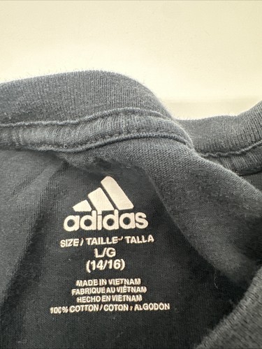 Adidas Baseball T-Shirt Youth Boy Large Graphic Print Logo Black ..#32033 - Picture 3 of 7