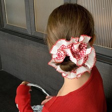 Oversized Lace Edge Hair Scrunchies Double Layer Ponytail Holder Accessories