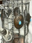 Vintage Artisan Hammered Copper Caged/Lid  Turquoise Accent Glass Pitcher UNIQUE — photo 7