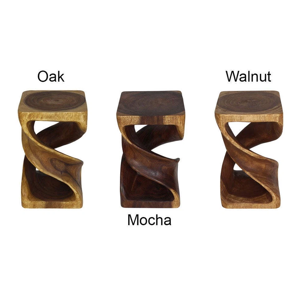 Haussmann Wood Double Twist End Table 12x12x20 in Height Walnut Oil - Image 4 of 4