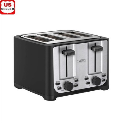 4 Slot Stainless Steel Toaster W/ Temp Control High Lift Removable Crumb Tray US