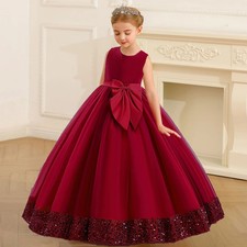 Tulle Girl Princess Gown Elegant Baptism Birthday Party Dress Evening Costume