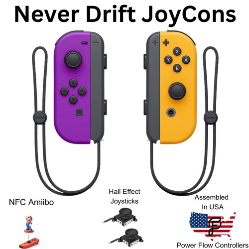 Nintendo Switch/OLED Hall Effect Never Drift Wireless JoyCons -With Wrist Straps - Picture 85 of 169