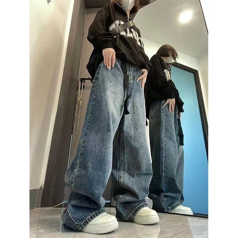 Baggy Femme Jeans High Waist Streetwear Baggy Trousers Straight Leg Pants