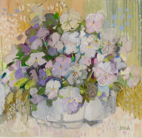 Nola Armstrong - 20th Century Mixed Media, Pansies - Picture 2 of 7