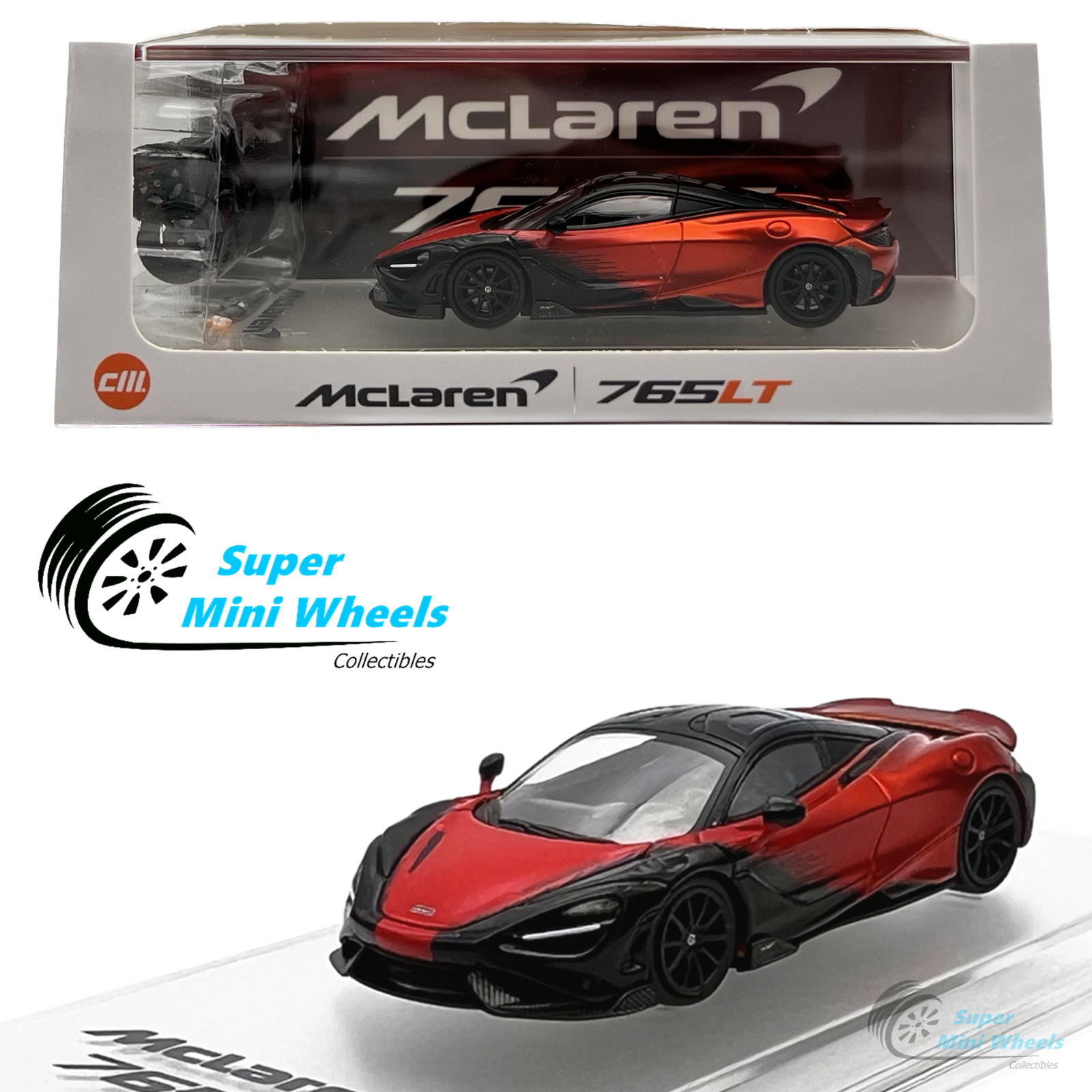 CM-Model 1:64 McLaren 765LT (Orange/Black) with Extra Wheels | eBay