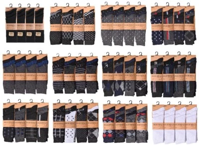 MK-ONESTOPSHOP 3-12 Pairs Men's Cotton Rich Suit Socks High Impact Design Work Socks 6-11