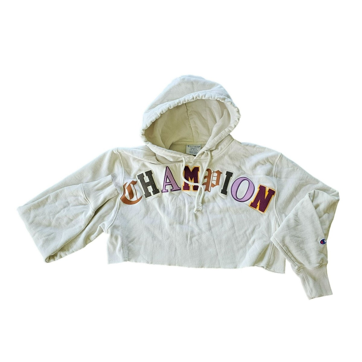 Champion Reverse Weave Crop Top Hoodie Hooded Sweatshirt Women's Size S  Cream | eBay