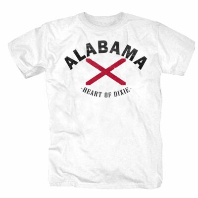 Alabama Bundesstaat USA Flag Südstaaten -Heart of Dixie- Shirt S-5XL weiss