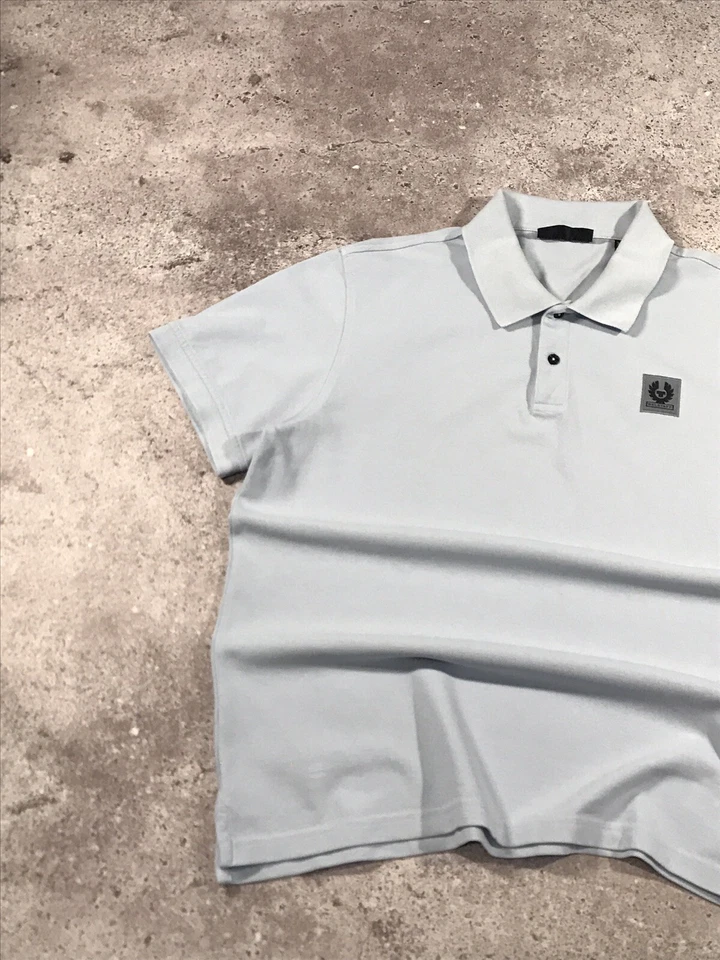 Camisa polo Belstaff Monitor MIcro Pique algodão horizonte azul GG - Imagem 3 de 4